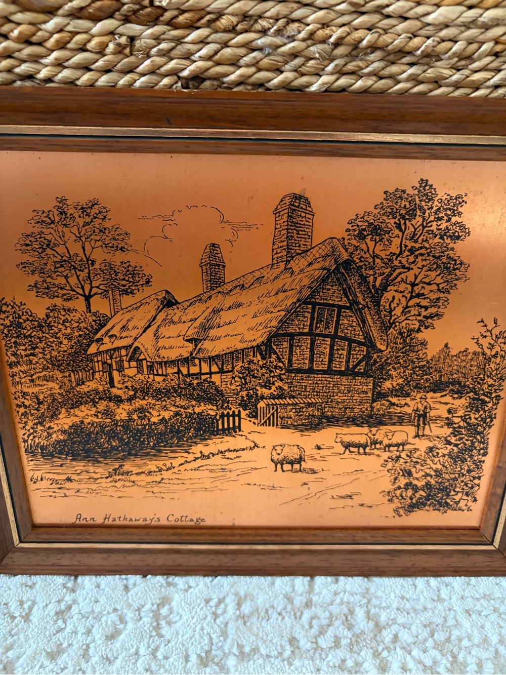 Copper etching Anne Hathaways cottage